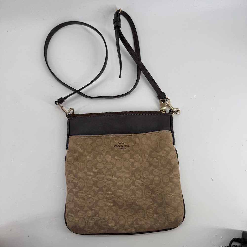 Coach North/South Swingpack In Signature Fabric Brown Crossbody creed in listing